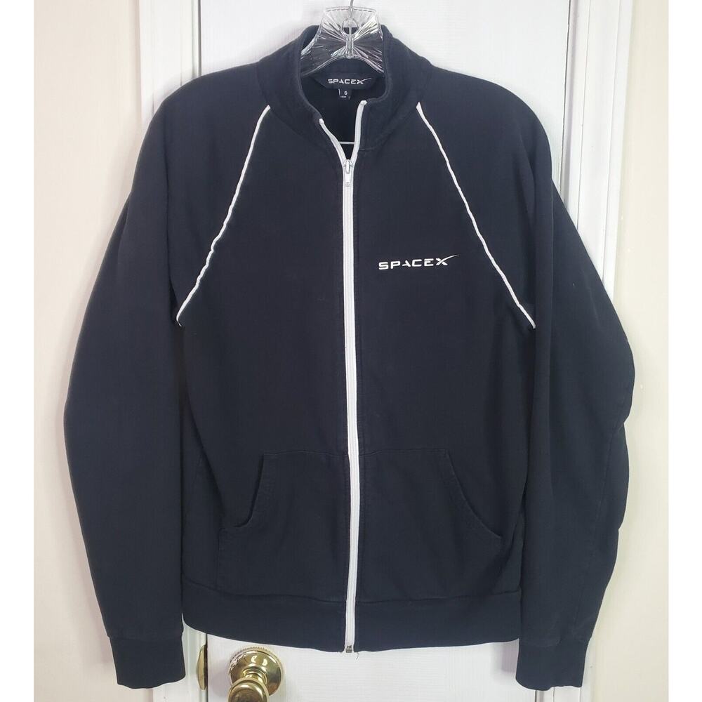 SPACE X Elon Full Zip Jacket Men's Black Tesla Logo Official Small Musk SpaceX